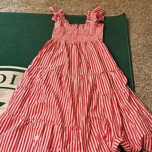 Hill House Home The Nap Dress in Red and White Stripes, NEW, Womens large